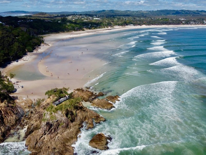 Blick auf den Strand von Byron Bay