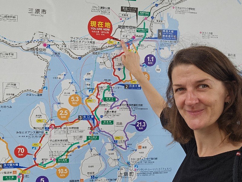 Shimanami Kaido Übersichtskarte in Onomichi, Japan