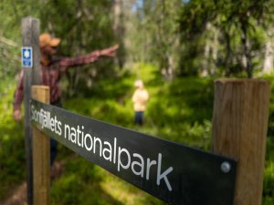 Schild im Sweden Sonfjället National Park
