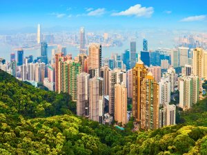 Hongkong Skyline vom Berg aus in China