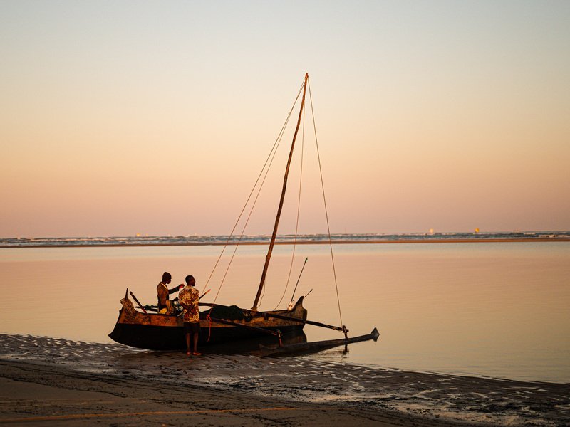 Madagaskar-Morondava Boot Sonnenuntergang