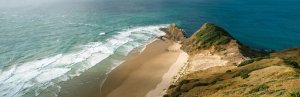 Ein Strand in Neuseeland