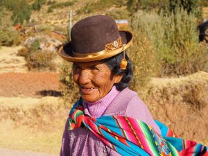 Locals am Titicacasee in Peru