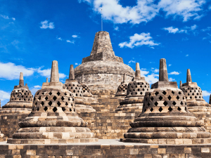 Spitze des Borobudur Tempelanlage in Yogyakarta auf Java