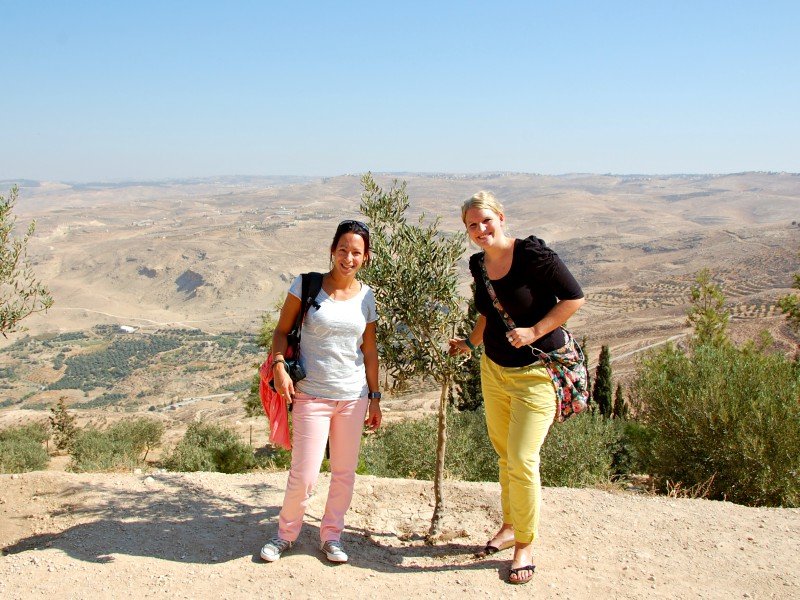 Menschen auf dem Berg Nebo Jordanien